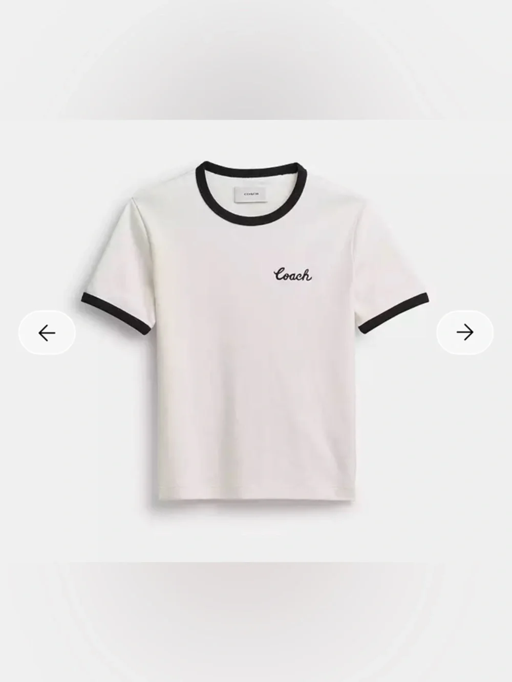 Coach White Ringer T-Shirt with Black Trim